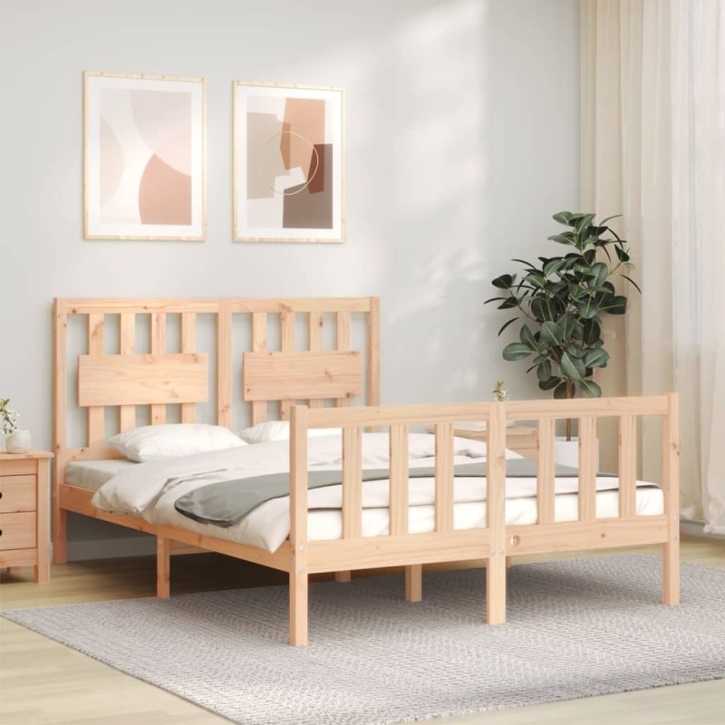 vidaXL Massivholzbett mit Kopfteil vidaXL Massivholzbett mit Kopfteil