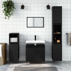 vidaXL 3-tlg. Badmöbel-Set Schwarz Holzwerkstoff