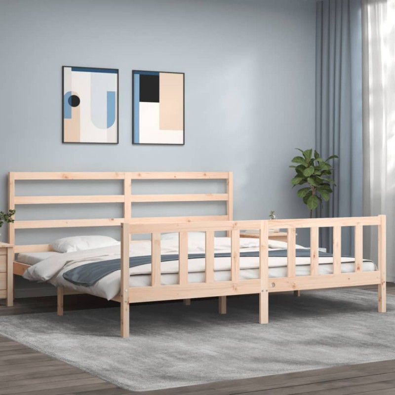 vidaXL Bettgestell mit Kopfteil 180x200 cm Massivholz vidaXL Bettgestell mit Kopfteil 180x200 cm Massivholz