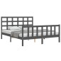 vidaXL Massivholzbett mit Kopfteil Grau 160x200 cm vidaXL Massivholzbett mit Kopfteil Grau 160x200 cm
