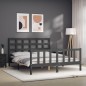 vidaXL Massivholzbett mit Kopfteil Grau 160x200 cm vidaXL Massivholzbett mit Kopfteil Grau 160x200 cm