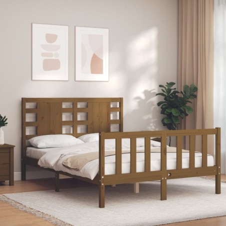 vidaXL Massivholzbett mit Kopfteil Honigbraun 120x200 cm