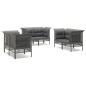 vidaXL 6-tlg. Garten-Lounge-Set mit Kissen Grau Poly Rattan vidaXL 6-tlg. Garten-Lounge-Set mit Kissen Grau Poly Rattan