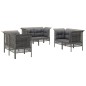vidaXL 6-tlg. Garten-Lounge-Set mit Kissen Grau Poly Rattan vidaXL 6-tlg. Garten-Lounge-Set mit Kissen Grau Poly Rattan