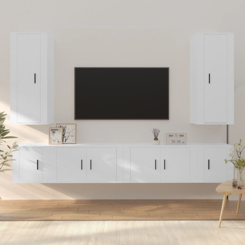 vidaXL 6-tlg. TV-Schrank-Set Weiß Holzwerkstoff vidaXL 6-tlg. TV-Schrank-Set Weiß Holzwerkstoff
