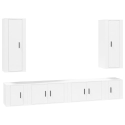 vidaXL 6-tlg. TV-Schrank-Set Weiß Holzwerkstoff