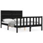 vidaXL Massivholzbett mit Kopfteil Schwarz 140x190 cm vidaXL Massivholzbett mit Kopfteil Schwarz 140x190 cm