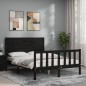 vidaXL Massivholzbett mit Kopfteil Schwarz 140x190 cm vidaXL Massivholzbett mit Kopfteil Schwarz 140x190 cm