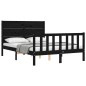 vidaXL Massivholzbett mit Kopfteil Schwarz 140x190 cm vidaXL Massivholzbett mit Kopfteil Schwarz 140x190 cm