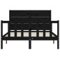 vidaXL Massivholzbett mit Kopfteil Schwarz 140x190 cm vidaXL Massivholzbett mit Kopfteil Schwarz 140x190 cm