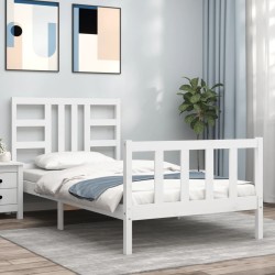 vidaXL Massivholzbett mit Kopfteil Weiß 90x200 cm
