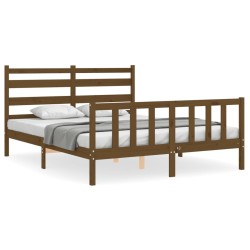 vidaXL Massivholzbett mit Kopfteil Honigbraun 160x200 cm