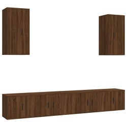 vidaXL 6-tlg. TV-Schrank-Set Braun Eichen-Optik Holzwerkstoff