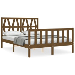 vidaXL Massivholzbett mit Kopfteil Honigbraun 140x200 cm