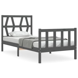 vidaXL Massivholzbett mit Kopfteil Schwarz 90x200 cm
