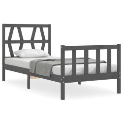 vidaXL Massivholzbett mit Kopfteil Grau 100x200 cm