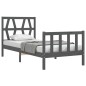 vidaXL Massivholzbett mit Kopfteil Grau 100x200 cm vidaXL Massivholzbett mit Kopfteil Grau 100x200 cm