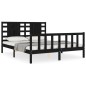 vidaXL Massivholzbett mit Kopfteil Schwarz 160x200 cm vidaXL Massivholzbett mit Kopfteil Schwarz 160x200 cm
