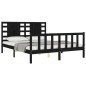vidaXL Massivholzbett mit Kopfteil Schwarz 160x200 cm vidaXL Massivholzbett mit Kopfteil Schwarz 160x200 cm