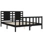 vidaXL Massivholzbett mit Kopfteil Schwarz 160x200 cm vidaXL Massivholzbett mit Kopfteil Schwarz 160x200 cm
