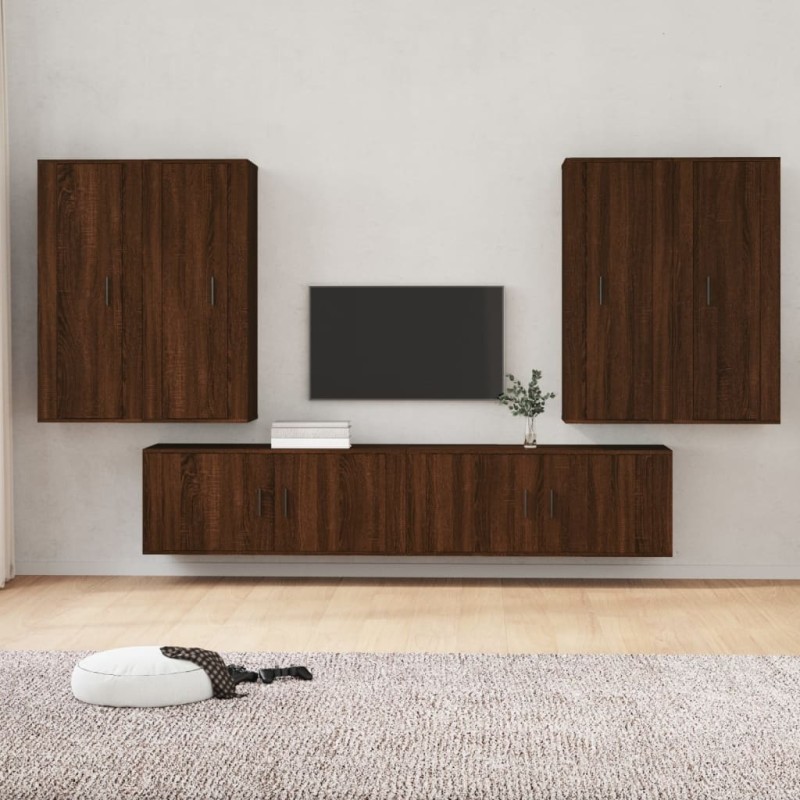 vidaXL 6-tlg. TV-Schrank-Set Braun Eichen-Optik Holzwerkstoff vidaXL 6-tlg. TV-Schrank-Set Braun Eichen-Optik Holzwerkstoff