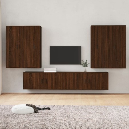 vidaXL 6-tlg. TV-Schrank-Set Braun Eichen-Optik Holzwerkstoff
