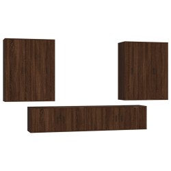 vidaXL 6-tlg. TV-Schrank-Set Braun Eichen-Optik Holzwerkstoff
