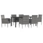 vidaXL 7-tlg. Garten-Essgruppe Grau und Schwarz Poly Rattan und Stahl vidaXL 7-tlg. Garten-Essgruppe Grau und Schwarz Poly Rattan und Stahl