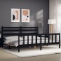 vidaXL Massivholzbett mit Kopfteil Schwarz 180x200 cm vidaXL Massivholzbett mit Kopfteil Schwarz 180x200 cm