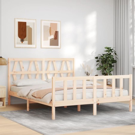 vidaXL Massivholzbett mit Kopfteil 160x200 cm
