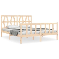 vidaXL Massivholzbett mit Kopfteil 160x200 cm