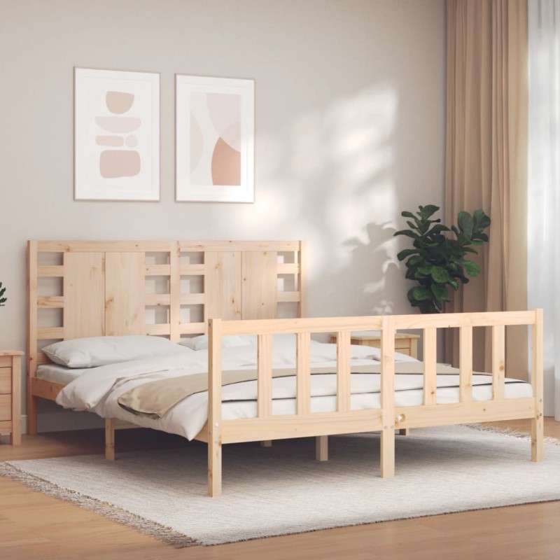 vidaXL Massivholzbett mit Kopfteil vidaXL Massivholzbett mit Kopfteil