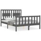 vidaXL Massivholzbett mit Kopfteil Grau 140x200 cm