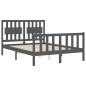 vidaXL Massivholzbett mit Kopfteil Grau 140x200 cm