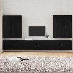 vidaXL 7-tlg. TV-Schrank-Set Schwarz Holzwerkstoff
