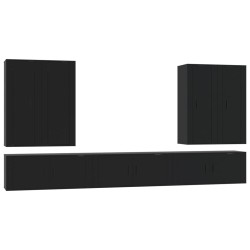 vidaXL 7-tlg. TV-Schrank-Set Schwarz Holzwerkstoff