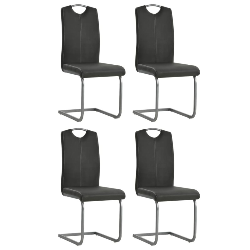 Freischwinger 4 Stk. Grau Kunstleder Freischwinger 4 Stk. Grau Kunstleder