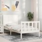 vidaXL Massivholzbett mit Kopfteil Weiß 90x200 cm vidaXL Massivholzbett mit Kopfteil Weiß 90x200 cm