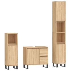 vidaXL 3-tlg. Badmöbel-Set Sonoma-Eiche Holzwerkstoff