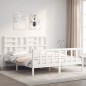 vidaXL Massivholzbett mit Kopfteil Weiß 160x200 cm vidaXL Massivholzbett mit Kopfteil Weiß 160x200 cm