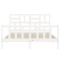 vidaXL Massivholzbett mit Kopfteil Weiß 160x200 cm vidaXL Massivholzbett mit Kopfteil Weiß 160x200 cm