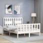 vidaXL Massivholzbett mit Kopfteil Weiß 140x190 cm vidaXL Massivholzbett mit Kopfteil Weiß 140x190 cm