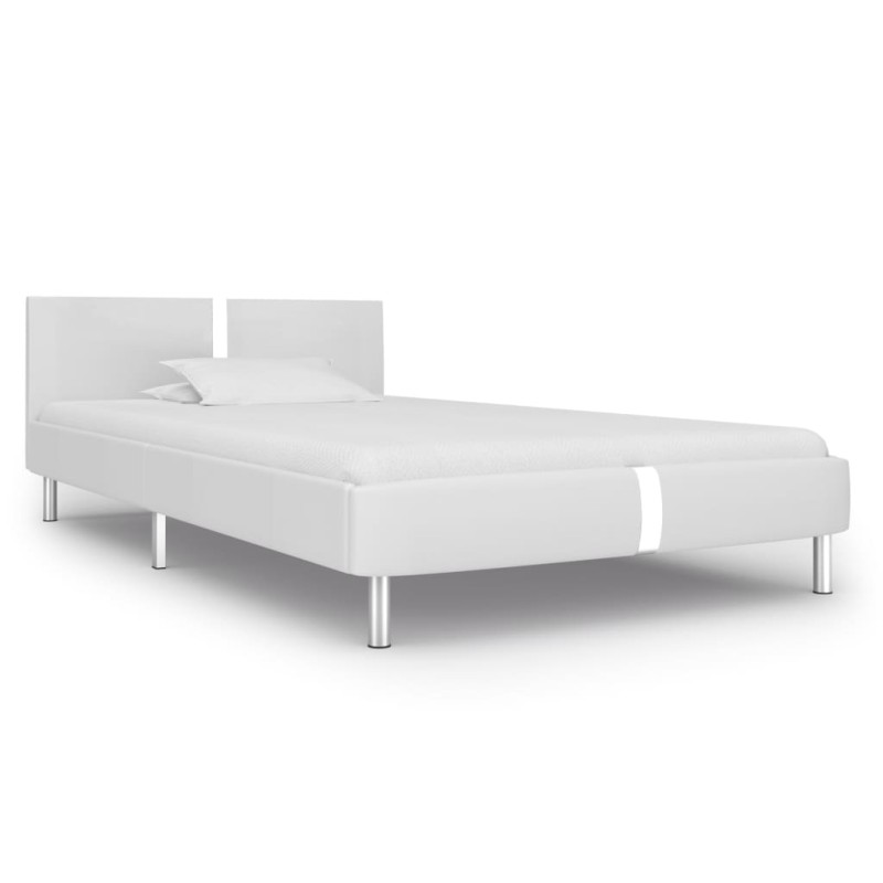 Bettgestell Weiß Kunstleder 90x200 cm Bettgestell Weiß Kunstleder 90x200 cm