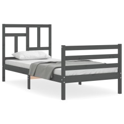 vidaXL Massivholzbett mit Kopfteil Grau 100x200 cm