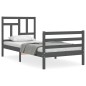 vidaXL Massivholzbett mit Kopfteil Grau 100x200 cm vidaXL Massivholzbett mit Kopfteil Grau 100x200 cm
