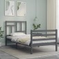 vidaXL Massivholzbett mit Kopfteil Grau 100x200 cm vidaXL Massivholzbett mit Kopfteil Grau 100x200 cm