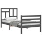vidaXL Massivholzbett mit Kopfteil Grau 100x200 cm vidaXL Massivholzbett mit Kopfteil Grau 100x200 cm