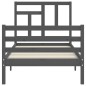 vidaXL Massivholzbett mit Kopfteil Grau 100x200 cm vidaXL Massivholzbett mit Kopfteil Grau 100x200 cm