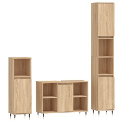 vidaXL 3-tlg. Badmöbel-Set Sonoma-Eiche Holzwerkstoff