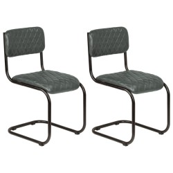 Esszimmerstühle 2 Stk. Grau Echtleder